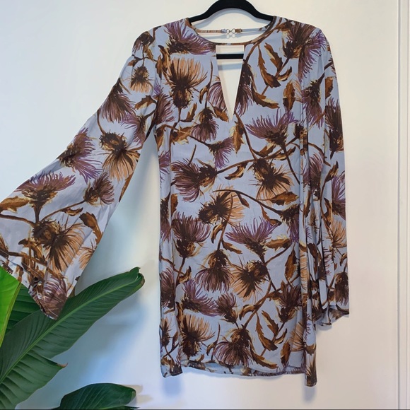 ❌ SOLD ELSEWHERE Blue floral dandelion mini dress - Picture 1 of 4